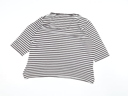 Lea H. Women's Black White Striped V-Neck 3/4 Sleeve Jersey Top Size 20