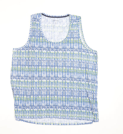 Dunnes Stores Women’s Blue Geometric Cotton Stretch Tank Top Size 20