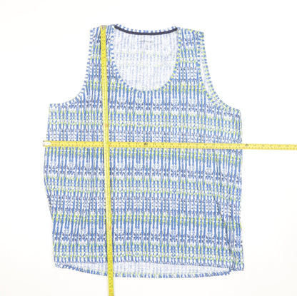 Dunnes Stores Women’s Blue Geometric Cotton Stretch Tank Top Size 20
