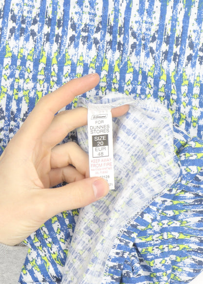 Dunnes Stores Women’s Blue Geometric Cotton Stretch Tank Top Size 20