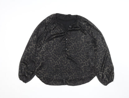 Dunnes Stores Women’s Black Animal Print Tunic Blouse Size 10