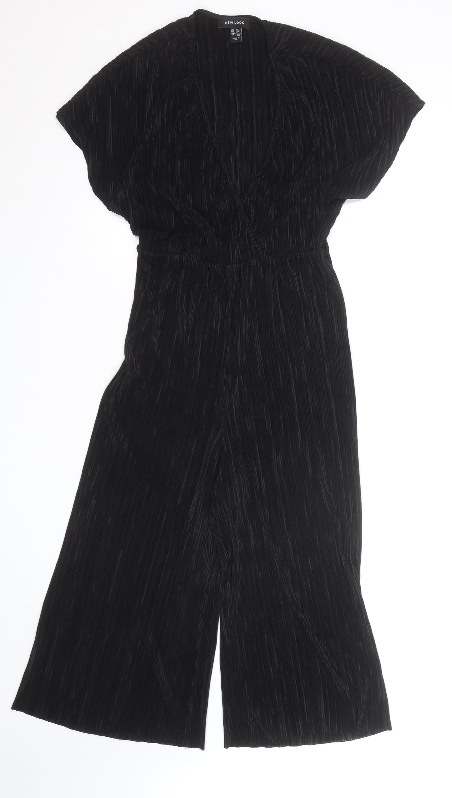 New Look Womens Black Size 10 Pleated Wide-Leg Jumpsuit