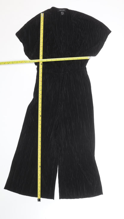 New Look Womens Black Size 10 Pleated Wide-Leg Jumpsuit
