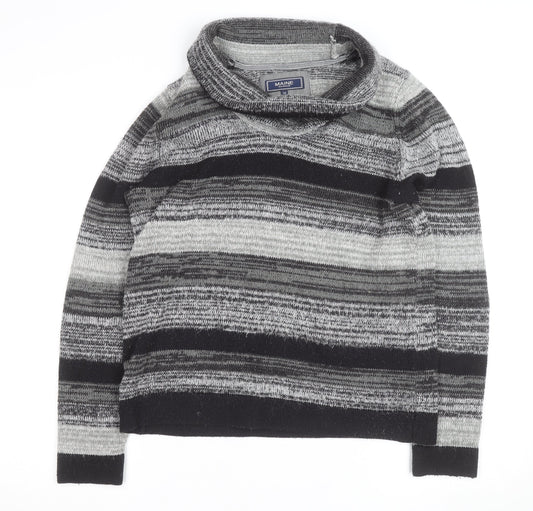 Maine New England Men's Grey Striped Roll Neck Jumper L