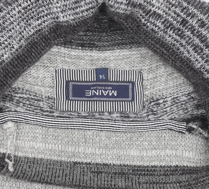 Maine New England Men's Grey Striped Roll Neck Jumper L