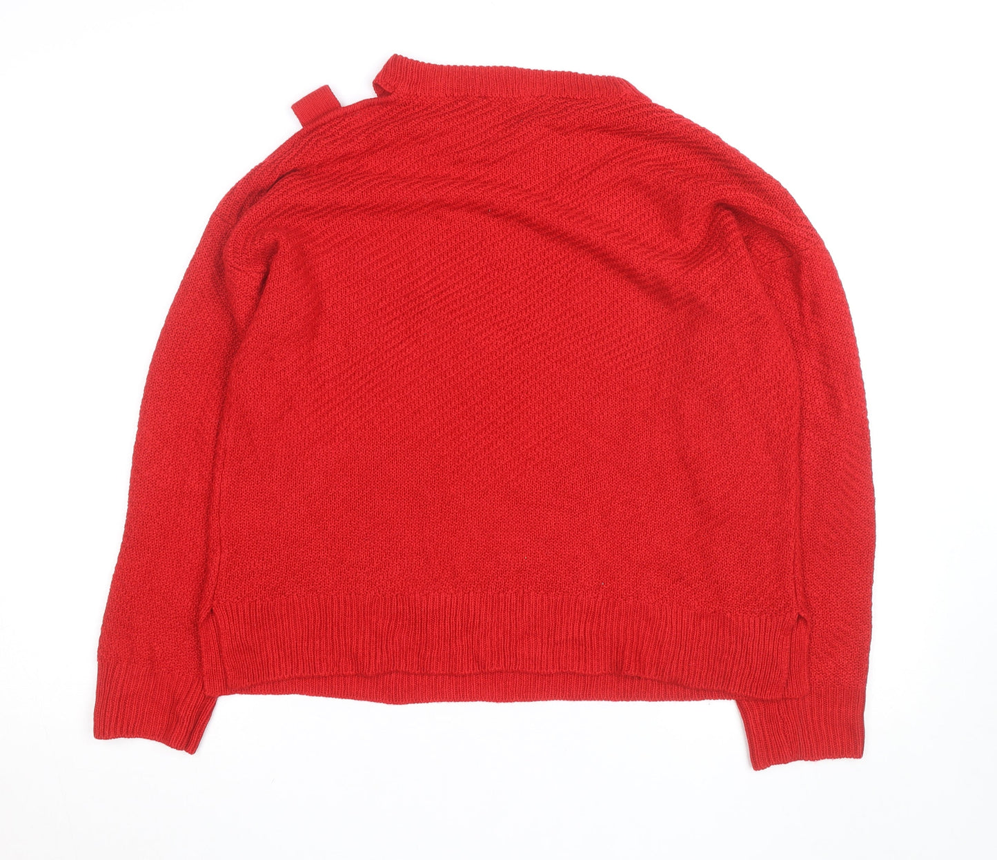 DKNY Womens Red Wool Blend Crew Neck Long Sleeve Jumper M