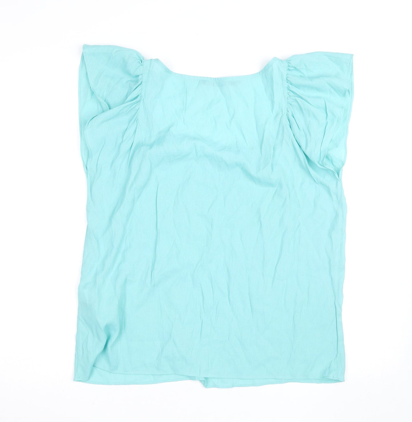 Zara Basic Women Blue XL Scoop Neck Viscose Blouse