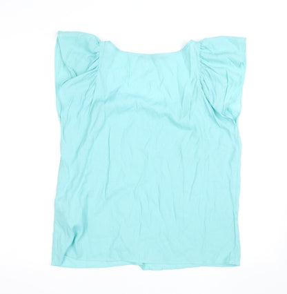 Zara Basic Women Blue XL Scoop Neck Viscose Blouse