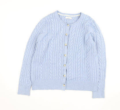 Cotton Traders Women's Blue Cable Knit Cardigan Size 18