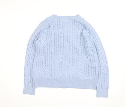 Cotton Traders Women's Blue Cable Knit Cardigan Size 18