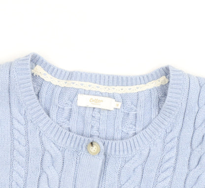 Cotton Traders Women's Blue Cable Knit Cardigan Size 18