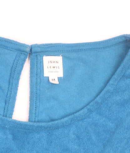 John Lewis Women Blue Terry Playsuit M Round Neck Drawstring Waist