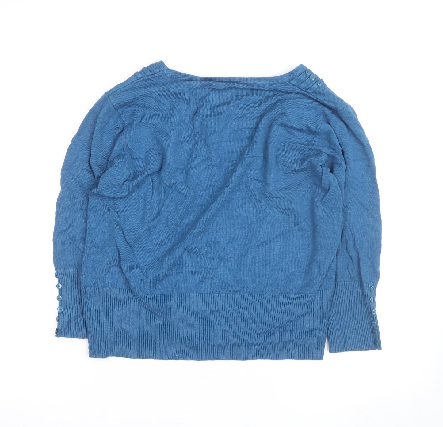 Roman Women's Blue Size 16 Boat Neck Button Detail Jumper
