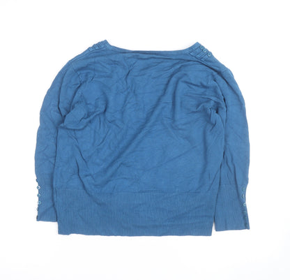 Roman Women's Blue Size 16 Boat Neck Button Detail Jumper