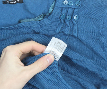 Roman Women's Blue Size 16 Boat Neck Button Detail Jumper