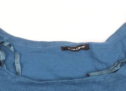 Roman Women's Blue Size 16 Boat Neck Button Detail Jumper
