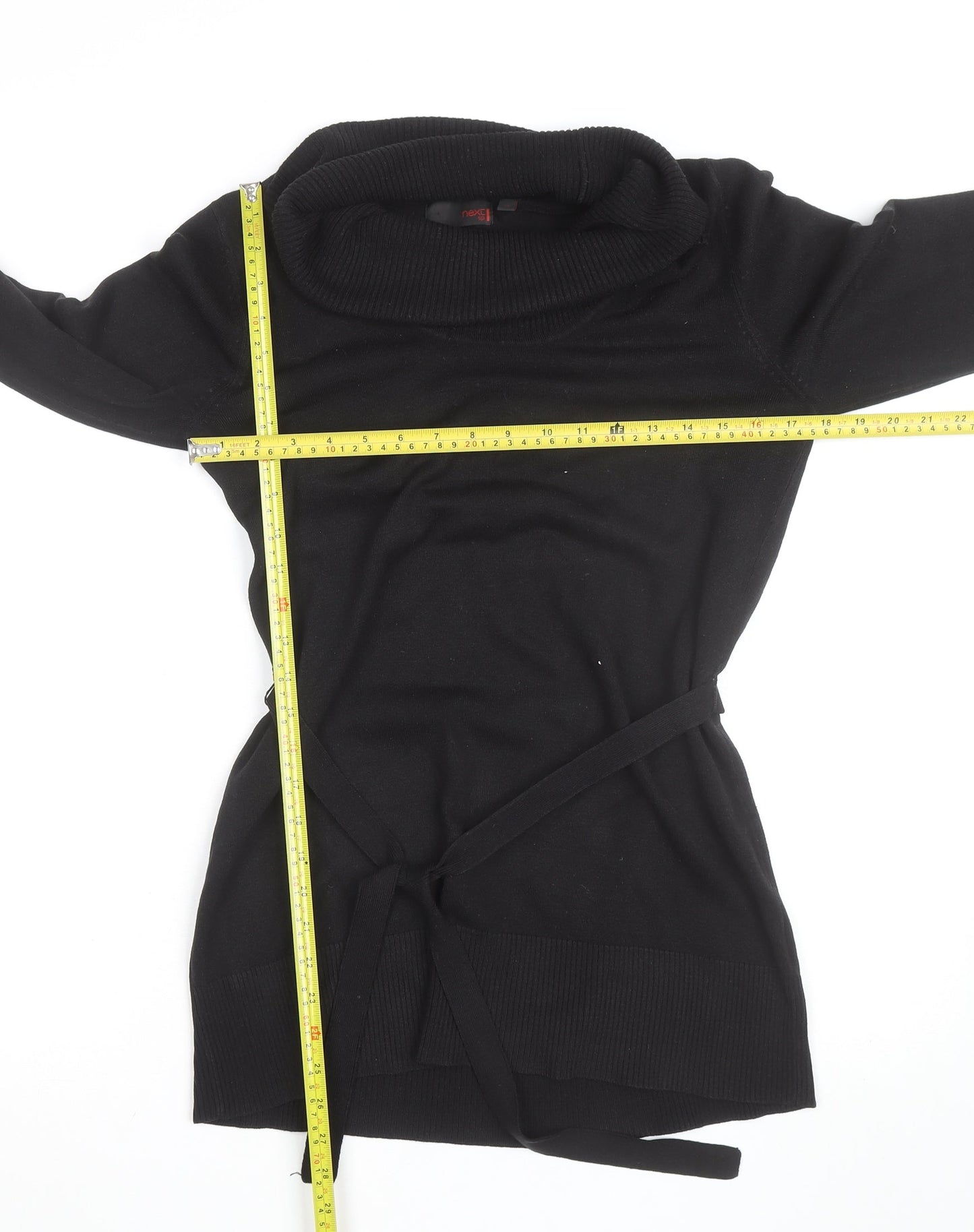 Next Women's Black Cowl Neck Tunic Jumper Size 12 Acrylic Knit