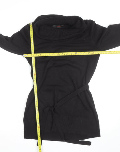Next Women's Black Cowl Neck Tunic Jumper Size 12 Acrylic Knit