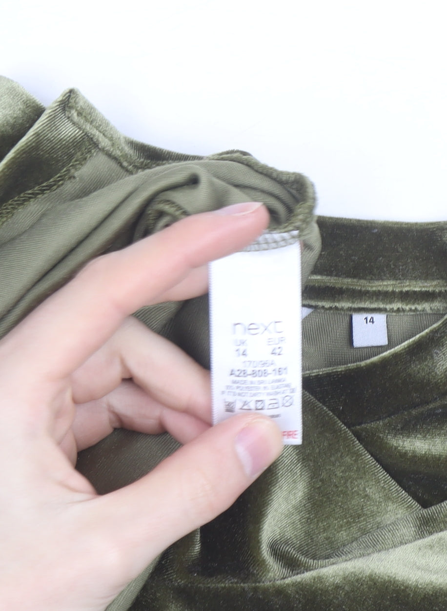 Next Women’s Green Velvet Short Sleeve T-Shirt Size 14