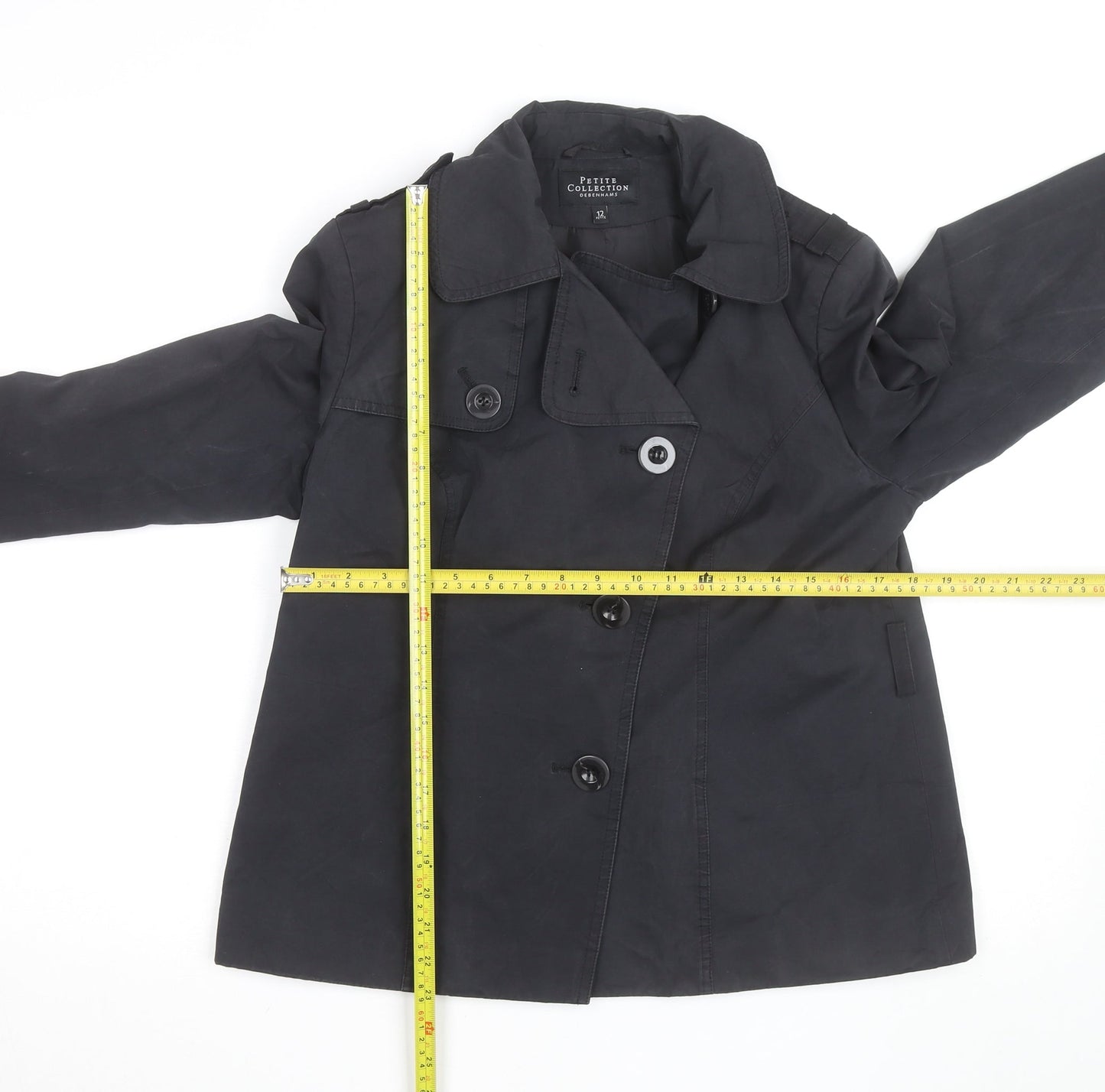Debenhams Petite Black Pea Coat Size 12 Classic Short Jacket