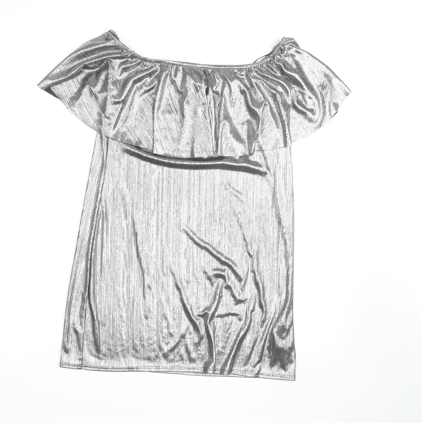 New Look Women's Silver Off Shoulder Ruffle Blouse Size 16