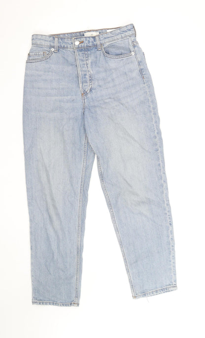 H&M Womens Blue High Rise Mom Jeans Size 8 Regular Fit Denim