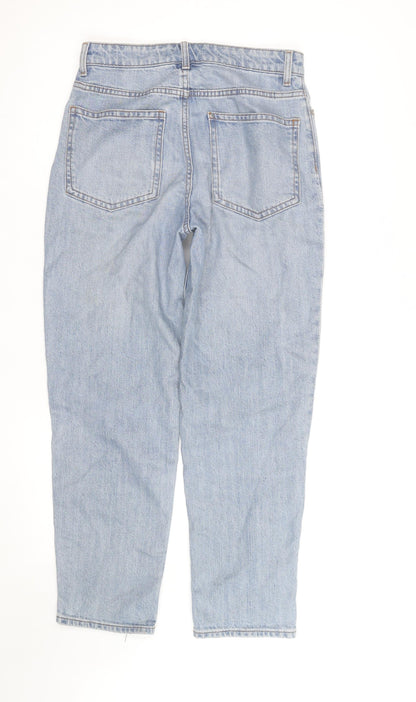 H&M Womens Blue High Rise Mom Jeans Size 8 Regular Fit Denim