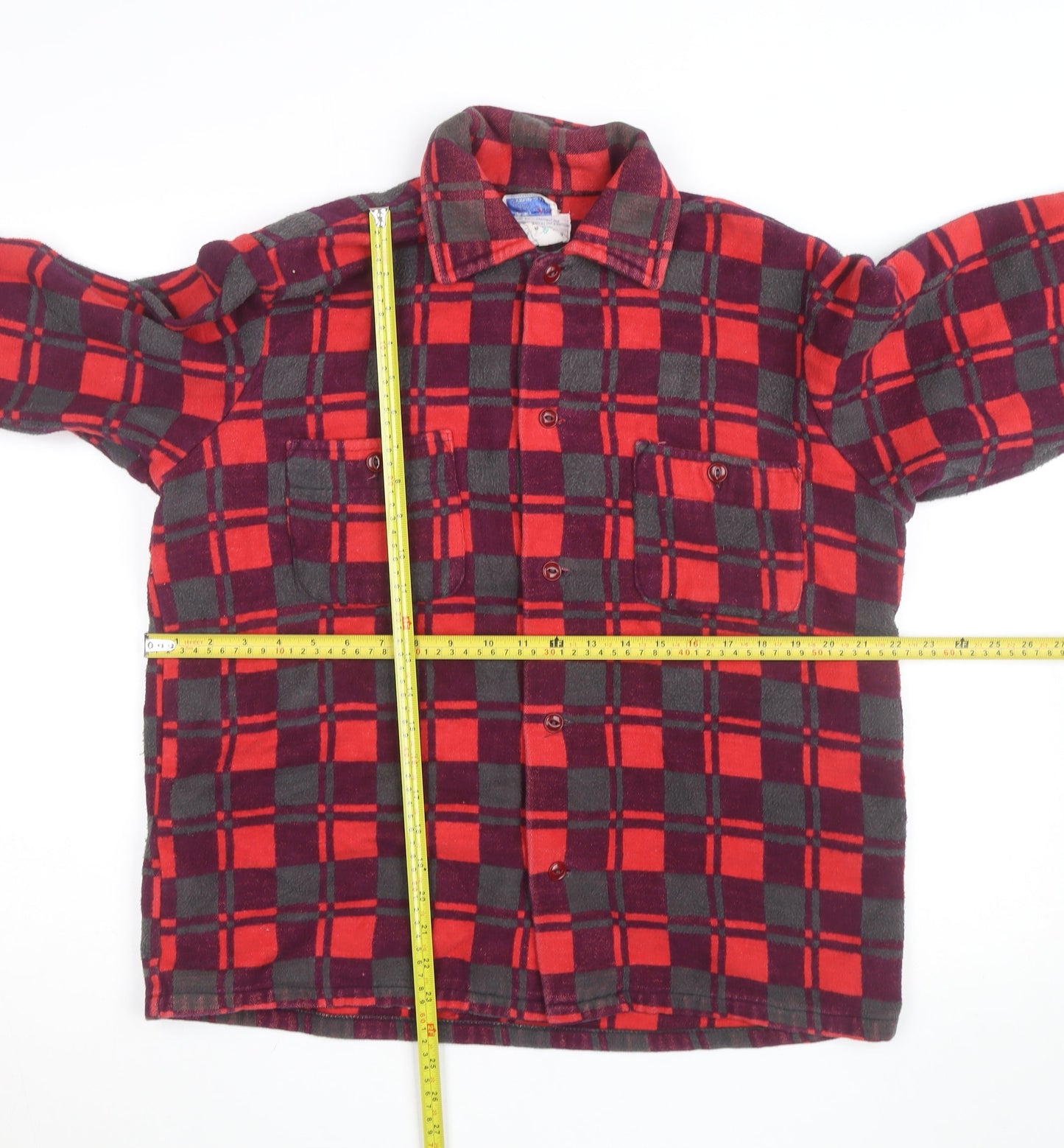 Champion Men's Red Check Flannel Cotton Jacket M Classic Casual