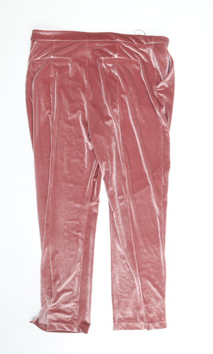 Biba Women’s Pink Velvet Stretch Trousers Size 18