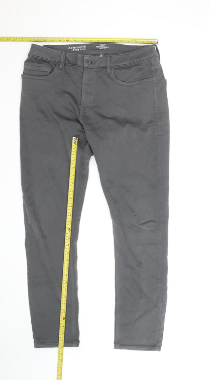 Next Men Grey Slim Fit Chino Trousers 32W 31L Cotton Blend
