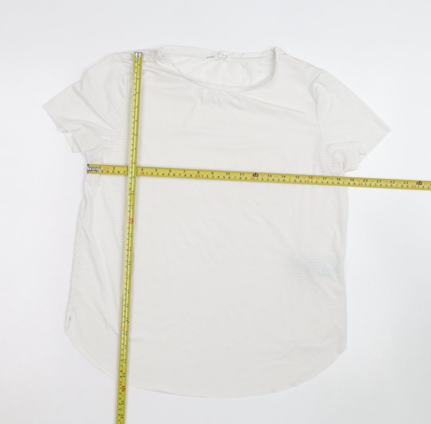 Oysho Womens White Slim Fit Short Sleeve Active T-Shirt Size S
