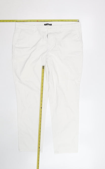 Dunnes Stores Women's White Chino Trousers Size 16 Cotton Stretch