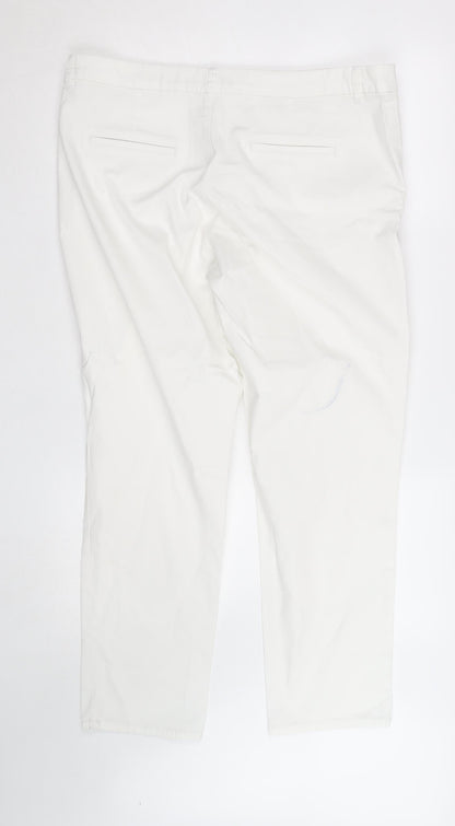 Dunnes Stores Women's White Chino Trousers Size 16 Cotton Stretch