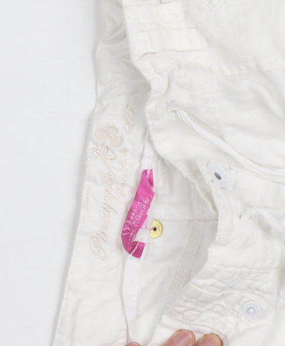 Pineapple Women White Linen Cargo Trousers Size 16