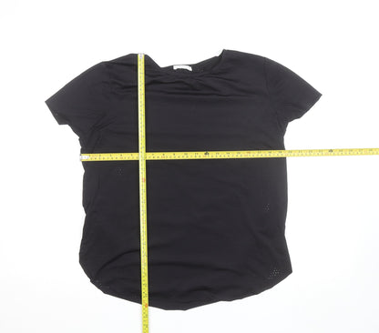 Oysho Women Black Slim Fit Short Sleeve Active T-Shirt Size S