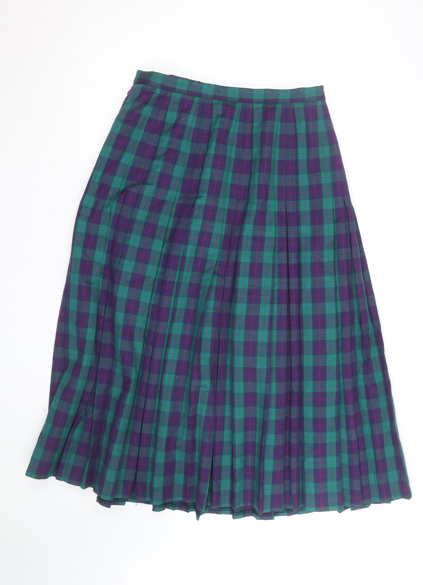 Alexon Women's Multicoloured Pleated Wool Midi Skirt Size 14