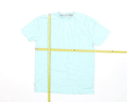 Kenrow Mens Mint Blue Crew Neck Cotton Short Sleeve T-Shirt M