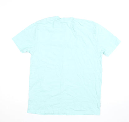 Kenrow Mens Mint Blue Crew Neck Cotton Short Sleeve T-Shirt M