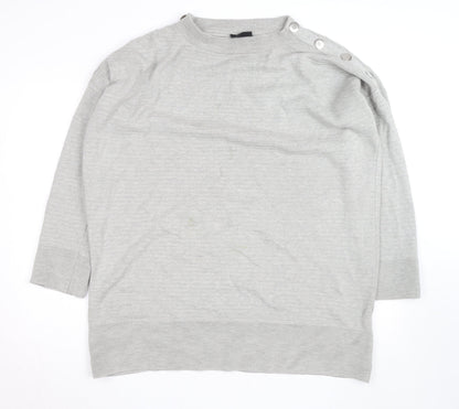 Wallis Women Grey L Lightweight Button Shoulder Knit Jumper