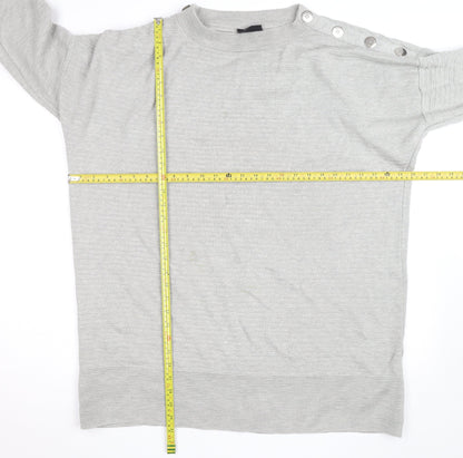 Wallis Women Grey L Lightweight Button Shoulder Knit Jumper