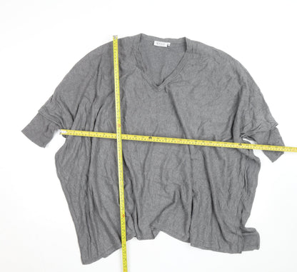 Masai Women’s Grey Wool Blend V-Neck Relaxed Fit Jumper XL