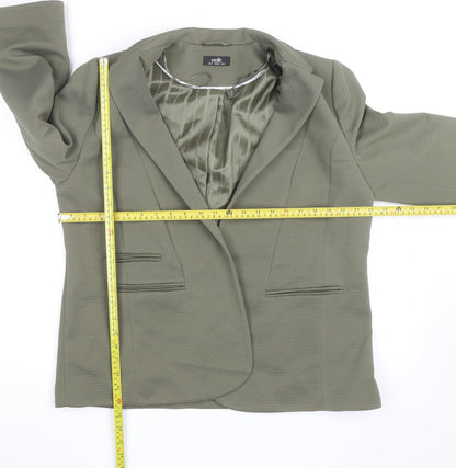 Wallis Women’s Green Blazer Jacket UK 18 Classic Lined Mid Length