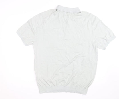 Reiss Mens Grey 2XL Regular Fit Short Sleeve Button-Up Polo Shirt