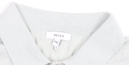 Reiss Mens Grey 2XL Regular Fit Short Sleeve Button-Up Polo Shirt