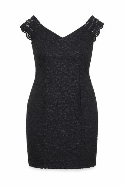 Warehouse Women Black Lace Bodycon Knee Length Dress UK 12