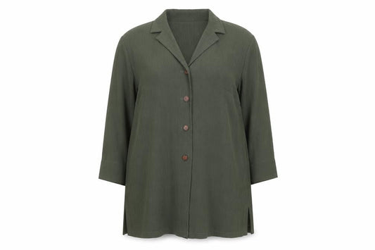 Libra Women Green Button-Up Tunic Shirt Size 14