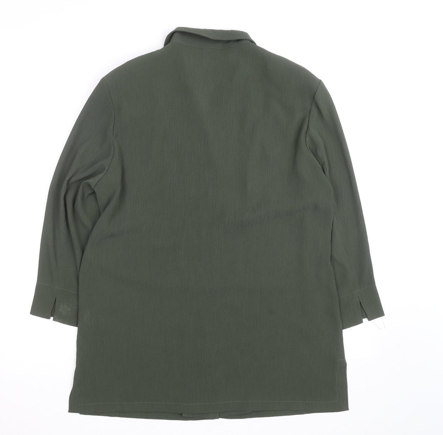Libra Women Green Button-Up Tunic Shirt Size 14