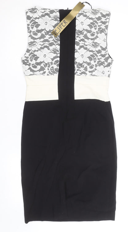 Vesper Women’s Black and White Lace Bodycon Dress Size 14