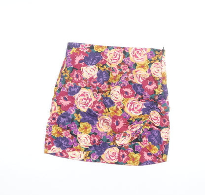 Zara Women's Multicoloured Floral Short Pencil Skirt M