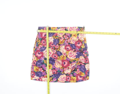 Zara Women's Multicoloured Floral Short Pencil Skirt M